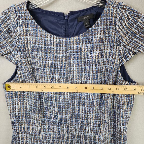 J.Crew Tweed Knit Sheath Dress – Blue, White, Red - Picture 4 of 11